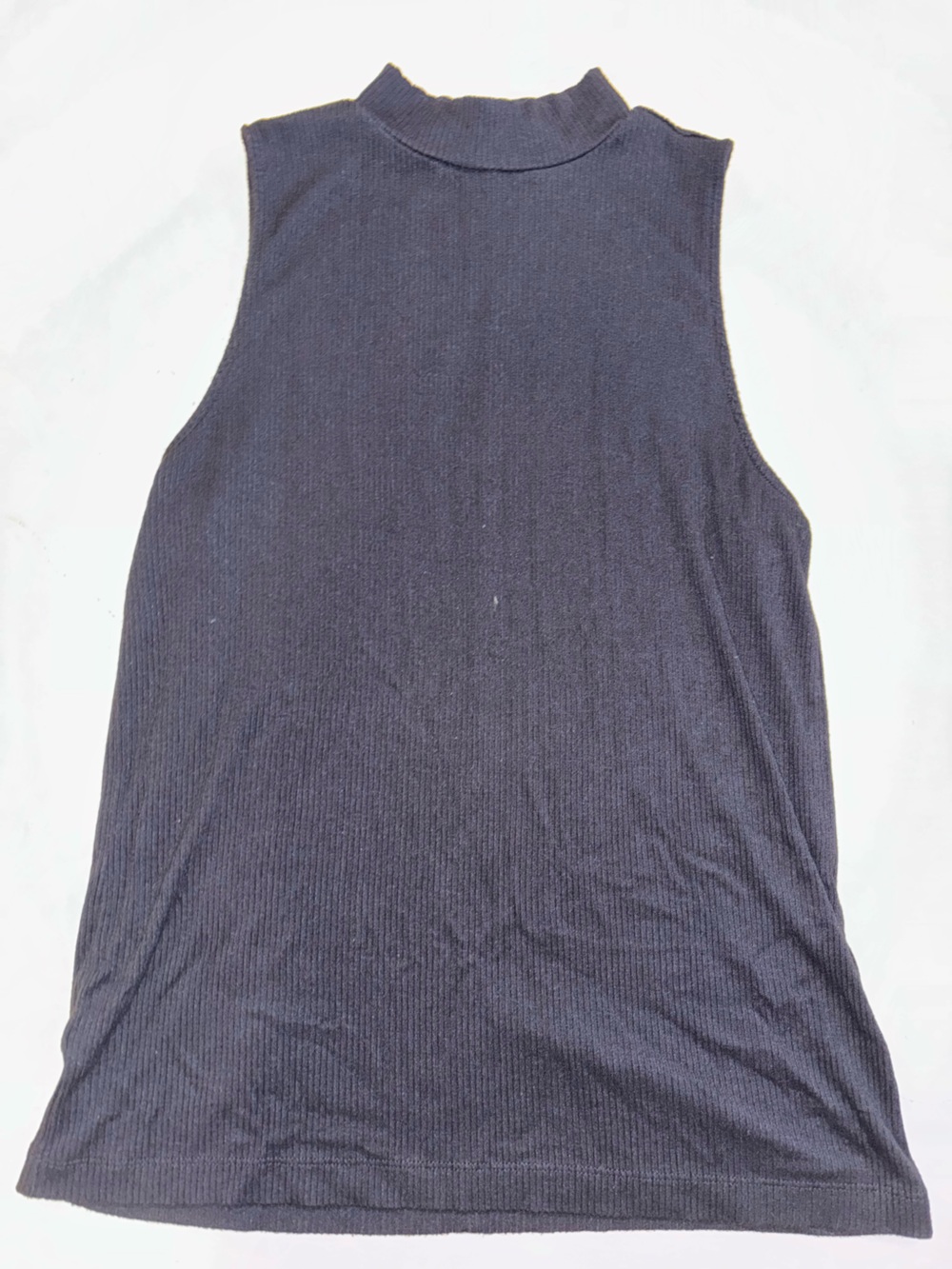 🩷LOFT Sleeveless Mock Neck Ribbed Tank Top in Black